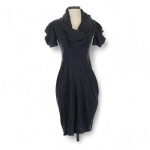 Scott Gibson NYC charcoal  gray wool cowl neck sweater dress small
